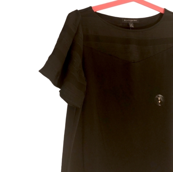 NWT Banana Republic Crepe Top Flutter Sleeve Semi-sheer with Stripes in Black - Picture 7 of 16